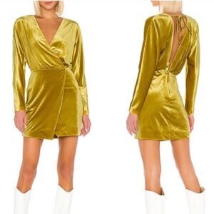 LPA Faux Wrap Velvet Celeste Dress Size Small